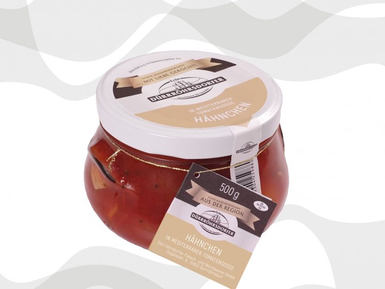 Hähnchen in mediterraner Tomatensoße im Glas