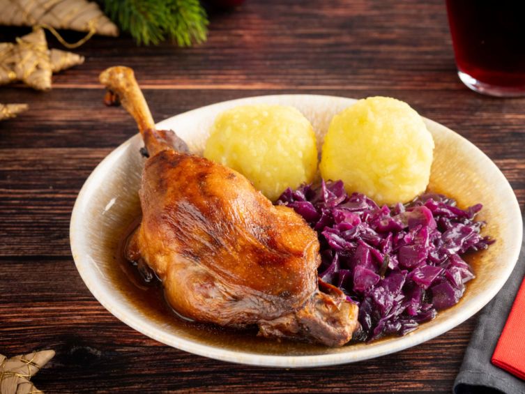 Gänsekeulen Menü Rotkraut Klöße